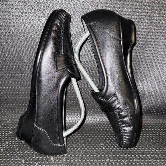 SAS Easier Slip On Black Leather Wedge Comfort Penny Loafers Womens Size 11WW - Picture 5 of 8